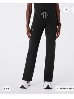 Figs Black Straight-Leg Drawstring Jogger Pants